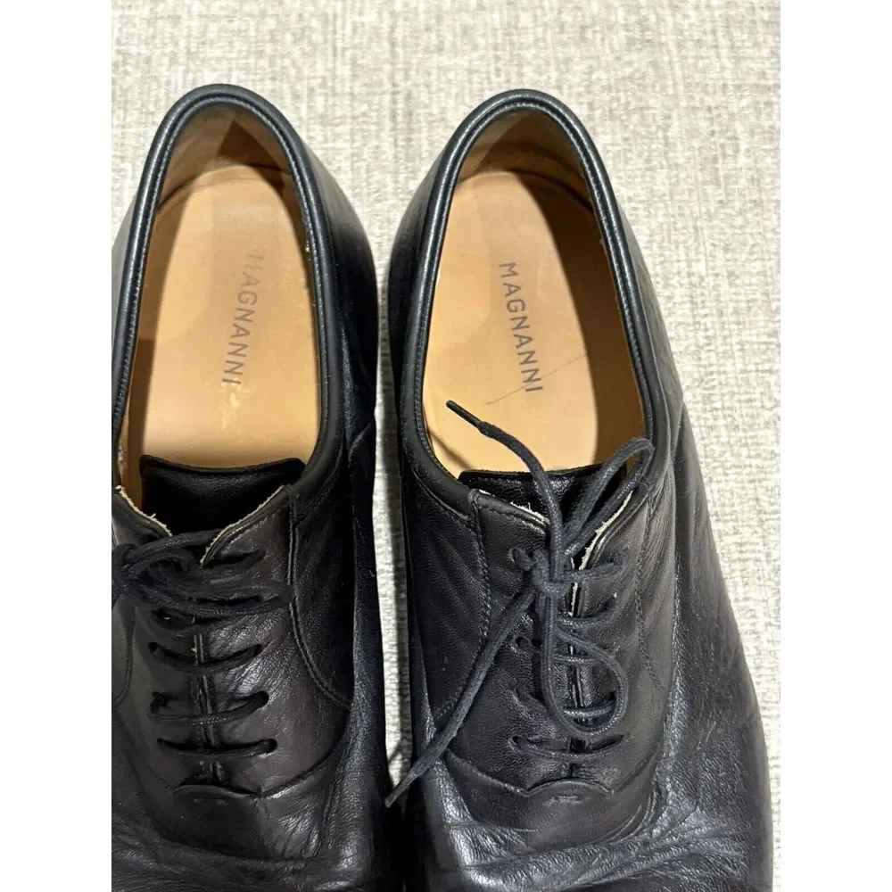 Magnanni Mens Oxford Shoes 10.5 Black Leather Made Spain Dress Shoes